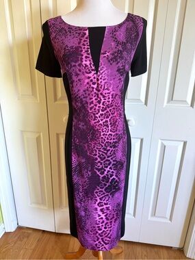 ANGELO MARANI Black/Purple Pencil Dress 8/44